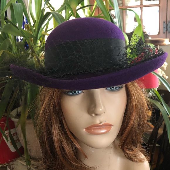 Vintage Purple and Black Wool Hat - Picture 4 of 8